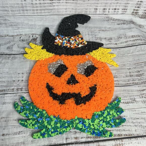 Vintage Halloween Melted Plastic Popcorn Confetti Pumpkin Jack O Lantern - Picture 7 of 8